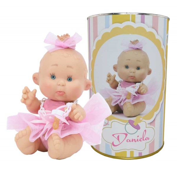 Muñeca Daniela en lata personalizada con nombre