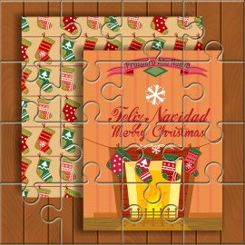 Puzzle Navidad con la frase "Feliz Navidad - Merry Christmas" en lata