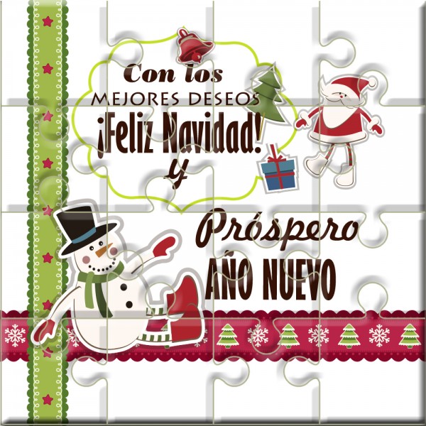 Puzzle Navidad con la frase "Feliz Navidad - Merry Christmas" en lata