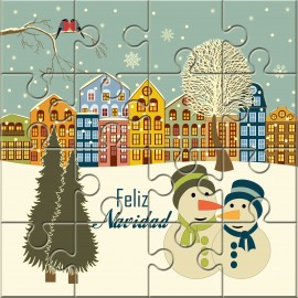 Puzzle Navidad con la frase "Feliz Navidad - Merry Christmas" en lata