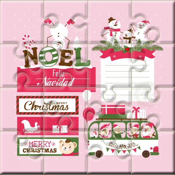 Puzzle Navidad con la frase "Feliz Navidad - Merry Christmas" en lata
