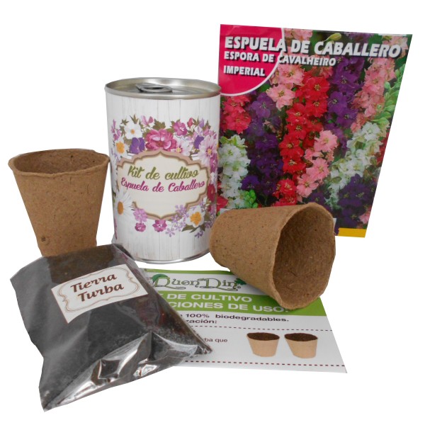 Kit de cultivo flores Espuela de Caballero en lata