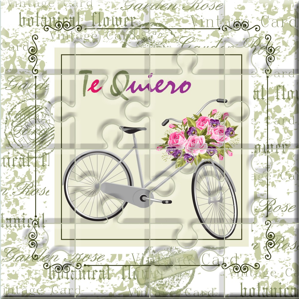 partícula lote Cerdo Puzzle bicicleta con la frase "Te Quiero" en lata